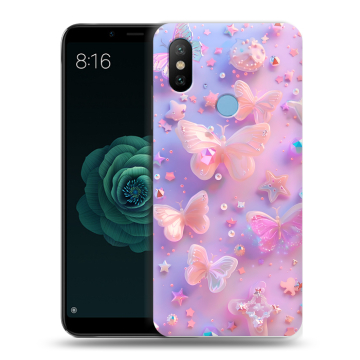 Силиконовый чехол на Xiaomi Mi A2 с принтом Бабочки