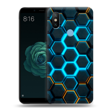 Силиконовый чехол на Xiaomi Mi A2 с принтом Неоновые соты Силиконовый чехол на Xiaomi Mi A2 с принтом Неоновые соты