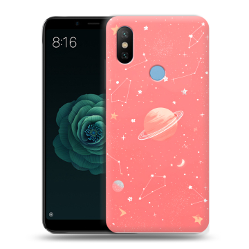 Силиконовый чехол на Xiaomi Mi A2 с принтом Розовый космос Силиконовый чехол на Xiaomi Mi A2 с принтом Розовый космос