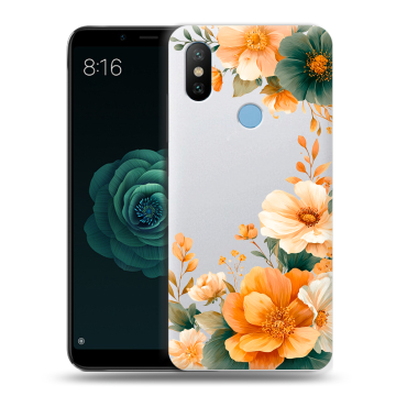 Силиконовый чехол на Xiaomi Mi A2 с принтом Цветы принт Силиконовый чехол на Xiaomi Mi A2 с принтом Цветы принт