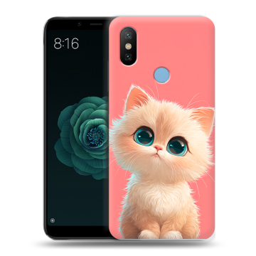 Силиконовый чехол на Xiaomi Mi A2 с принтом Розовый котенок Силиконовый чехол на Xiaomi Mi A2 с принтом Розовый котенок