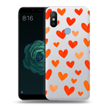Силиконовый чехол на Xiaomi Mi A2 с принтом Сердечки Силиконовый чехол на Xiaomi Mi A2 с принтом Сердечки
