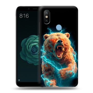 Силиконовый чехол на Xiaomi Mi A2 с принтом Медведь Силиконовый чехол на Xiaomi Mi A2 с принтом Медведь