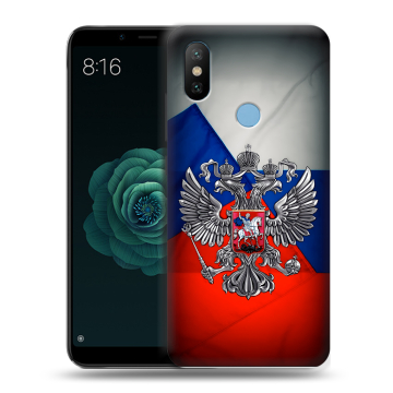Силиконовый чехол на Xiaomi Mi A2 с принтом Флаг России Силиконовый чехол на Xiaomi Mi A2 с принтом Флаг России