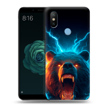 Силиконовый чехол на Xiaomi Mi A2 с принтом Медведь Силиконовый чехол на Xiaomi Mi A2 с принтом Медведь