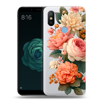 Силиконовый чехол на Xiaomi Mi A2 с принтом цветы Силиконовый чехол на Xiaomi Mi A2 с принтом цветы