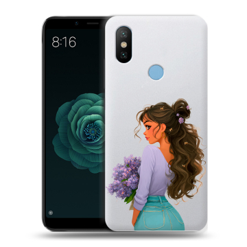 Силиконовый чехол на Xiaomi Mi A2 с принтом девушка цветы Силиконовый чехол на Xiaomi Mi A2 с принтом девушка цветы
