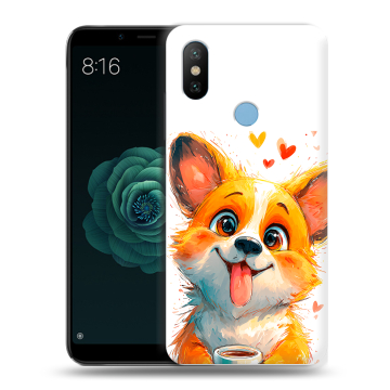 Силиконовый чехол на Xiaomi Mi A2 с принтом корги Силиконовый чехол на Xiaomi Mi A2 с принтом корги