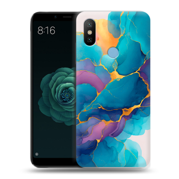 Силиконовый чехол на Xiaomi Mi A2 с принтом Мрамор блестки Силиконовый чехол на Xiaomi Mi A2 с принтом Мрамор блестки