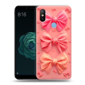 Силиконовый чехол на Xiaomi Mi A2 с принтом Розовые бантики Силиконовый чехол на Xiaomi Mi A2 с принтом Розовые бантики