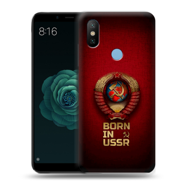 Силиконовый чехол на Xiaomi Mi A2 с принтом Флаг Герб СССР Силиконовый чехол на Xiaomi Mi A2 с принтом Флаг Герб СССР