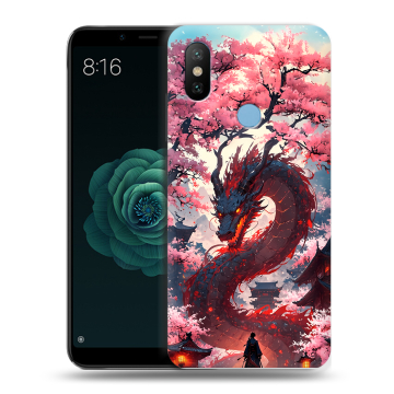 Силиконовый чехол на Xiaomi Mi A2 с принтом Дракон Японский Силиконовый чехол на Xiaomi Mi A2 с принтом Дракон Японский
