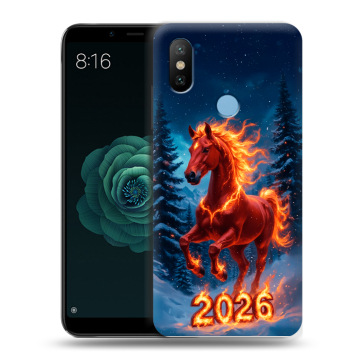 Силиконовый чехол на Xiaomi Mi A2 с принтом Новый год коня Силиконовый чехол на Xiaomi Mi A2 с принтом Новый год коня