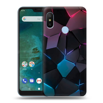 Пластиковый чехол на Xiaomi Mi A2 Lite с принтом Геометрия неона Пластиковый чехол на Xiaomi Mi A2 Lite с принтом Геометрия неона