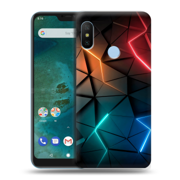 Пластиковый чехол на Xiaomi Mi A2 Lite с принтом Абстракция неон