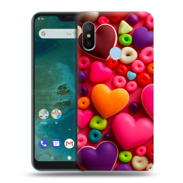 Пластиковый чехол на Xiaomi Mi A2 Lite с принтом Сердечки Пластиковый чехол на Xiaomi Mi A2 Lite с принтом Сердечки