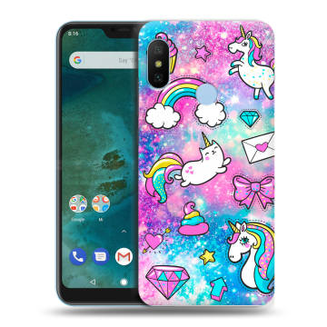 Пластиковый чехол на Xiaomi Mi A2 Lite с принтом Единороги