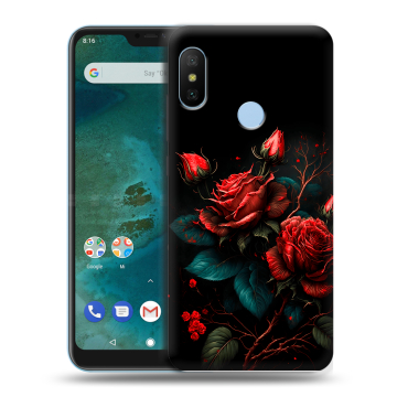 Пластиковый чехол на Xiaomi Mi A2 Lite с принтом Розы красные Пластиковый чехол на Xiaomi Mi A2 Lite с принтом Розы красные
