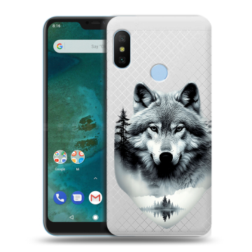 Пластиковый чехол на Xiaomi Mi A2 Lite с принтом Волк в лесу Пластиковый чехол на Xiaomi Mi A2 Lite с принтом Волк в лесу