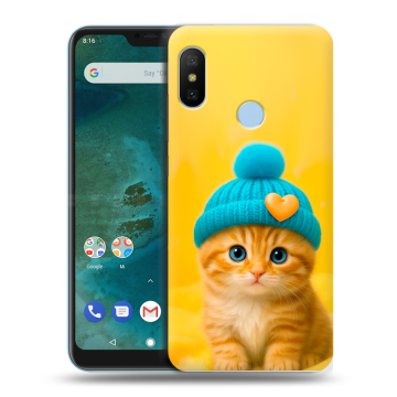Пластиковый чехол на Xiaomi Mi A2 Lite с принтом Котенок в шапке Пластиковый чехол на Xiaomi Mi A2 Lite с принтом Котенок в шапке