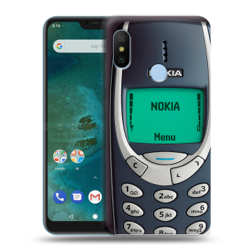 Пластиковый чехол на Xiaomi Mi A2 Lite с принтом Старый телефон