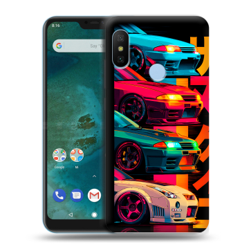 Пластиковый чехол на Xiaomi Mi A2 Lite с принтом Гоночные машины Пластиковый чехол на Xiaomi Mi A2 Lite с принтом Гоночные машины