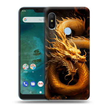 Пластиковый чехол на Xiaomi Mi A2 Lite с принтом Золотой дракон