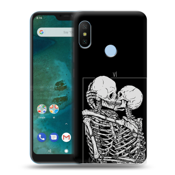 Пластиковый чехол на Xiaomi Mi A2 Lite с принтом Поцелуй скелетов Пластиковый чехол на Xiaomi Mi A2 Lite с принтом Поцелуй скелетов