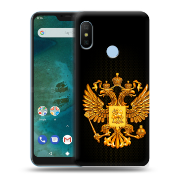 Пластиковый чехол на Xiaomi Mi A2 Lite с принтом Герб России желтый Пластиковый чехол на Xiaomi Mi A2 Lite с принтом Герб России желтый
