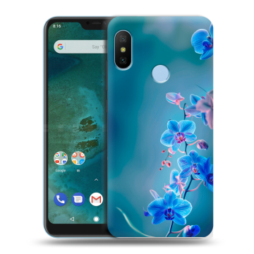 Пластиковый чехол на Xiaomi Mi A2 Lite с принтом Голубые цветы Пластиковый чехол на Xiaomi Mi A2 Lite с принтом Голубые цветы
