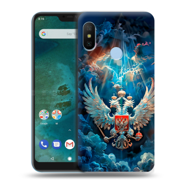 Пластиковый чехол на Xiaomi Mi A2 Lite с принтом Герб флаг России Пластиковый чехол на Xiaomi Mi A2 Lite с принтом Герб флаг России