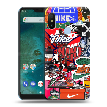 Пластиковый чехол на Xiaomi Mi A2 Lite с принтом Найк Nike яркий Пластиковый чехол на Xiaomi Mi A2 Lite с принтом Найк Nike яркий