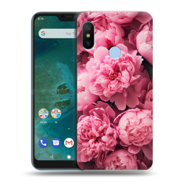Пластиковый чехол на Xiaomi Mi A2 Lite с принтом цветы пионы Пластиковый чехол на Xiaomi Mi A2 Lite с принтом цветы пионы