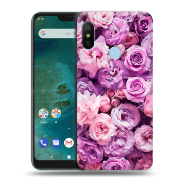 Пластиковый чехол на Xiaomi Mi A2 Lite с принтом лавандовые розы Пластиковый чехол на Xiaomi Mi A2 Lite с принтом лавандовые розы