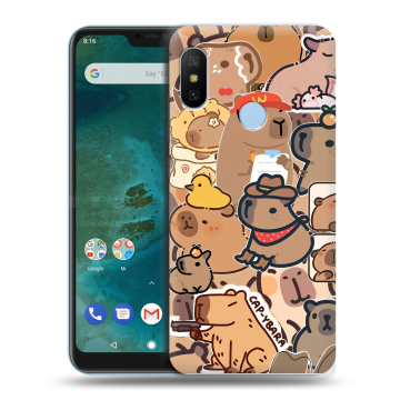 Пластиковый чехол на Xiaomi Mi A2 Lite с принтом капибара Пластиковый чехол на Xiaomi Mi A2 Lite с принтом капибара