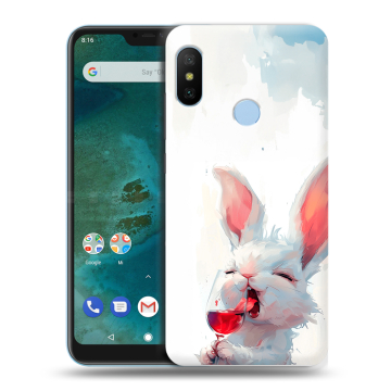 Пластиковый чехол на Xiaomi Mi A2 Lite с принтом кролик зайчик Пластиковый чехол на Xiaomi Mi A2 Lite с принтом кролик зайчик