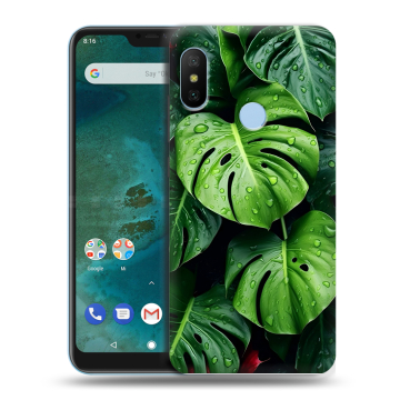Пластиковый чехол на Xiaomi Mi A2 Lite с принтом Листья Пластиковый чехол на Xiaomi Mi A2 Lite с принтом Листья