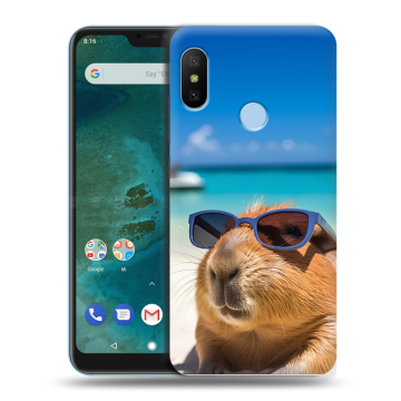Пластиковый чехол на Xiaomi Mi A2 Lite с принтом Капибара Пластиковый чехол на Xiaomi Mi A2 Lite с принтом Капибара