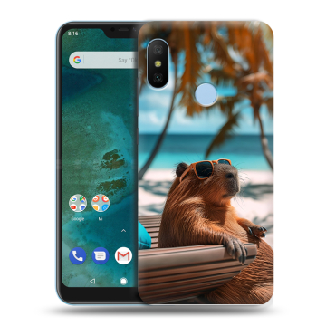 Пластиковый чехол на Xiaomi Mi A2 Lite с принтом Капибара Пластиковый чехол на Xiaomi Mi A2 Lite с принтом Капибара