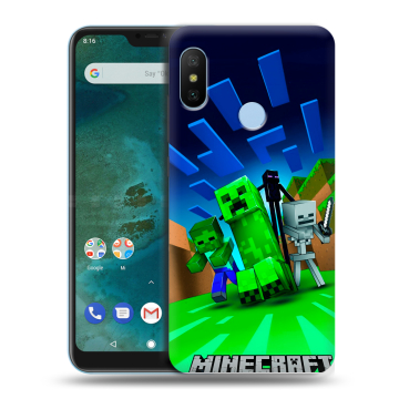 Пластиковый чехол на Xiaomi Mi A2 Lite с принтом Майнкрафт