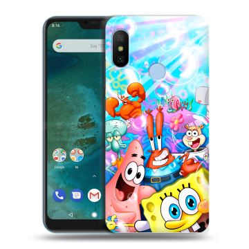 Пластиковый чехол на Xiaomi Mi A2 Lite с принтом спанчбоб спанч боб Пластиковый чехол на Xiaomi Mi A2 Lite с принтом спанчбоб спанч боб