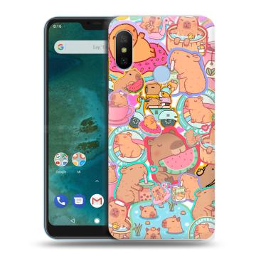 Пластиковый чехол на Xiaomi Mi A2 Lite с принтом капибары Пластиковый чехол на Xiaomi Mi A2 Lite с принтом капибары
