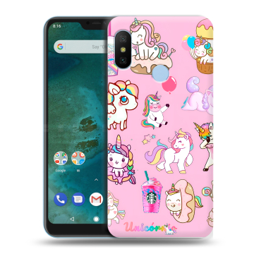 Пластиковый чехол на Xiaomi Mi A2 Lite с принтом розовые единороги Пластиковый чехол на Xiaomi Mi A2 Lite с принтом розовые единороги