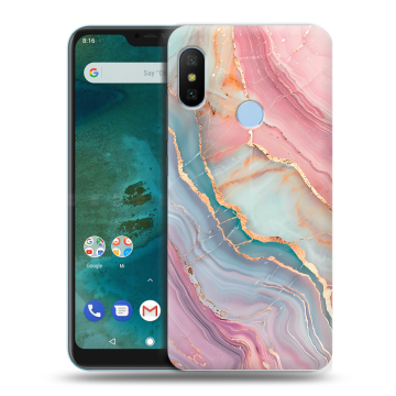 Пластиковый чехол на Xiaomi Mi A2 Lite с принтом розовый мрамор Пластиковый чехол на Xiaomi Mi A2 Lite с принтом розовый мрамор