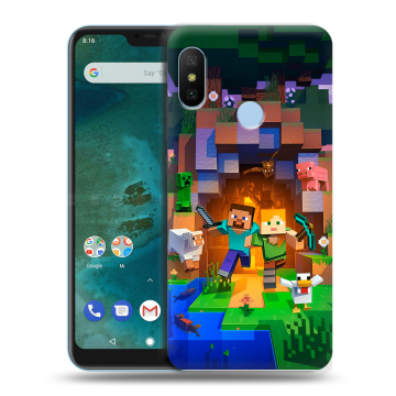 Пластиковый чехол на Xiaomi Mi A2 Lite с принтом Майнкрафт Minecraft