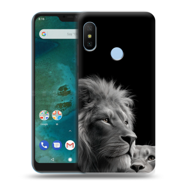 Пластиковый чехол на Xiaomi Mi A2 Lite с принтом Лев кошки Пластиковый чехол на Xiaomi Mi A2 Lite с принтом Лев кошки
