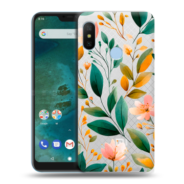 Пластиковый чехол на Xiaomi Mi A2 Lite с принтом Цветы паттерн Пластиковый чехол на Xiaomi Mi A2 Lite с принтом Цветы паттерн