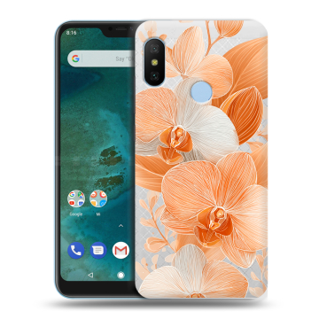 Пластиковый чехол на Xiaomi Mi A2 Lite с принтом Бежевые цветы Пластиковый чехол на Xiaomi Mi A2 Lite с принтом Бежевые цветы