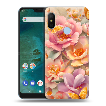 Пластиковый чехол на Xiaomi Mi A2 Lite с принтом Цветы и бабочки Пластиковый чехол на Xiaomi Mi A2 Lite с принтом Цветы и бабочки