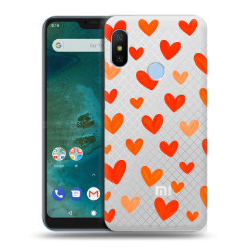 Пластиковый чехол на Xiaomi Mi A2 Lite с принтом Сердечки Пластиковый чехол на Xiaomi Mi A2 Lite с принтом Сердечки